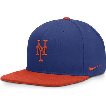 Boné plano azul e laranja multicolor snapback Dri-Fit Pro Structured Square Bill da New York Mets MLB da Nike