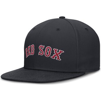 Boné plano azul marinho justo Dri-Fit True Structured Round Bill da Boston Red Sox MLB da Nike