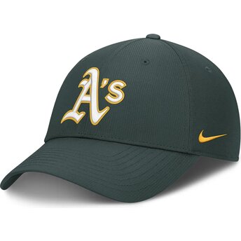 Boné curvo verde ajustável Club Structured UV Poly Ripstop da Oakland Athletics MLB da Nike