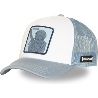 Boné trucker azul e branco Trunks DBS8 TRUB Dragon Ball da Capslab