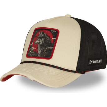 Boné trucker bege e preto lobo Wise BEA3 WISB Beasts da Capslab