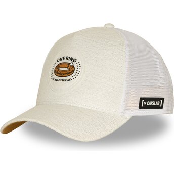 Boné trucker creme e branco O Anel do Poder LOTR2 PCTRINB O Senhor dos Anéis da Capslab