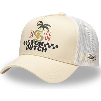 Boné trucker bege e branco SURF10 da Von Dutch