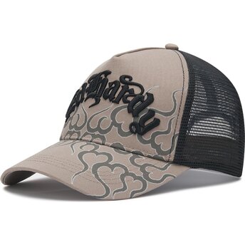 Boné trucker cinza e preto Flaming da Ed Hardy