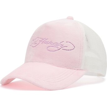 Boné trucker rosa e branco Diamante Velour da Ed Hardy
