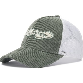 Boné trucker verde e branco Embroidery Applique Cord da Ed Hardy