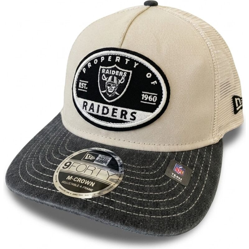bone-trucker-bege-e-preto-9forty-m-crown-a-frame-fray-da-las-vegas-raiders-nfl-da-new-era
