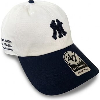 Boné curvo bege e azul marinho ajustável Clean Up Contemporary Two Tone da New York Yankees MLB da 47 Brand