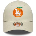 bone-curvo-bege-ajustavel-para-crianca-9forty-fruit-icon-orange-da-los-angeles-dodgers-mlb-da-new-era
