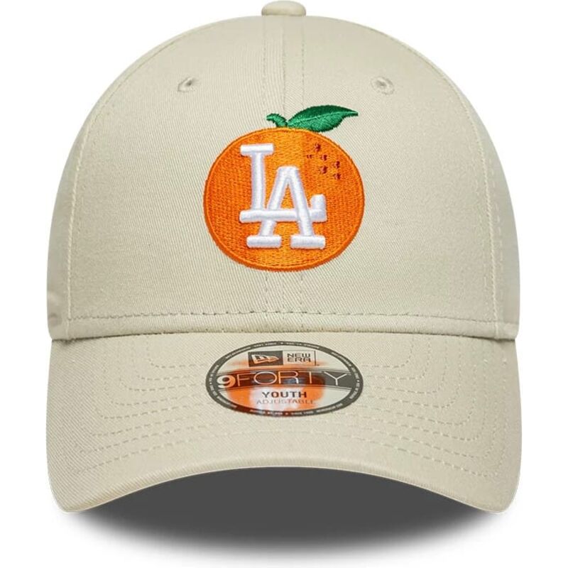 bone-curvo-bege-ajustavel-para-crianca-9forty-fruit-icon-orange-da-los-angeles-dodgers-mlb-da-new-era