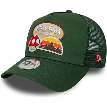 Boné trucker verde para criança A Frame Outdoor da New Era