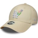 bone-curvo-bege-ajustavel-para-mulheres-9forty-flower-icon-da-los-angeles-dodgers-mlb-da-new-era