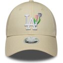 bone-curvo-bege-ajustavel-para-mulheres-9forty-flower-icon-da-los-angeles-dodgers-mlb-da-new-era