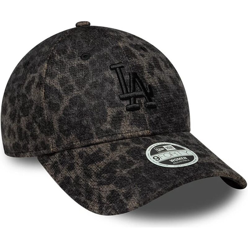 bone-curvo-leopardo-ajustavel-para-mulheres-com-logo-preto-9forty-leaopard-cosy-da-los-angeles-dodgers-mlb-da-new-era