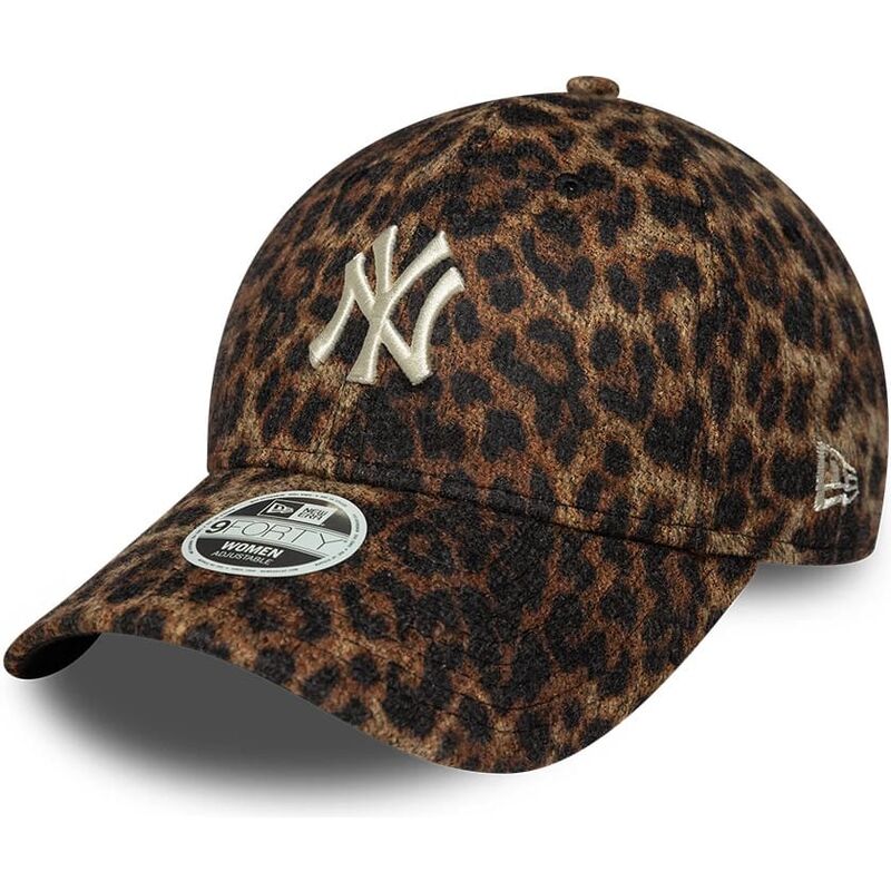 bone-curvo-leopardo-ajustavel-para-mulheres-9forty-leaopard-cosy-da-new-york-yankees-mlb-da-new-era