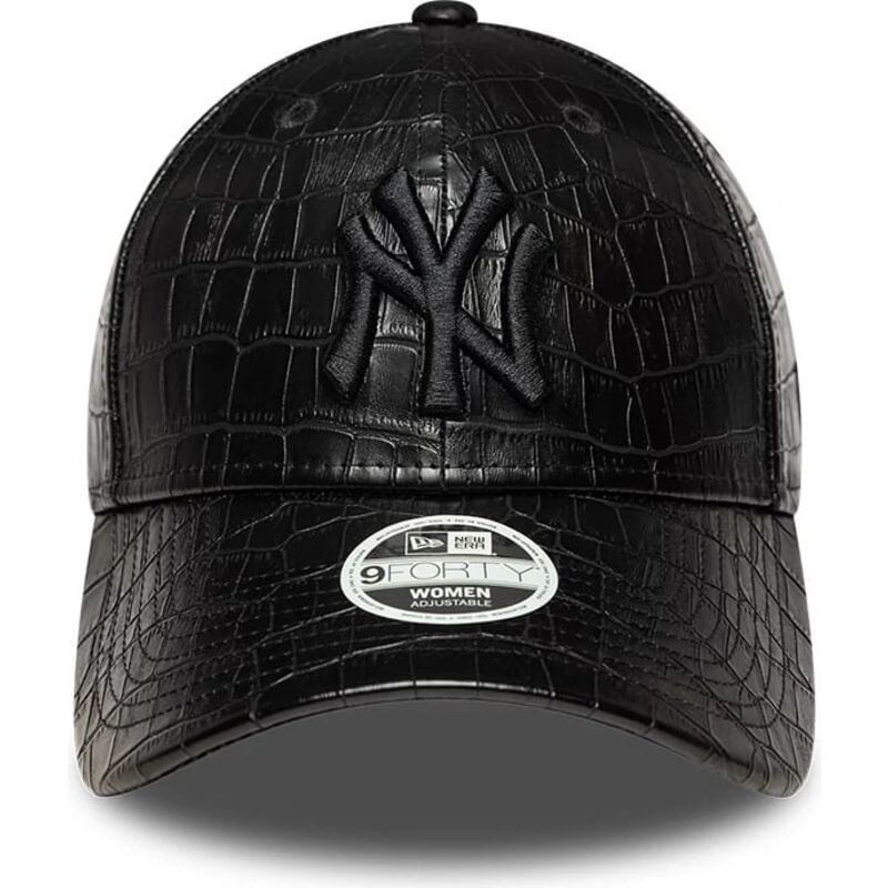 bone-curvo-preto-ajustavel-para-mulheres-com-logo-preto-9forty-pu-pattern-da-new-york-yankees-mlb-da-new-era