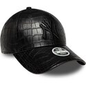 bone-curvo-preto-ajustavel-para-mulheres-com-logo-preto-9forty-pu-pattern-da-new-york-yankees-mlb-da-new-era