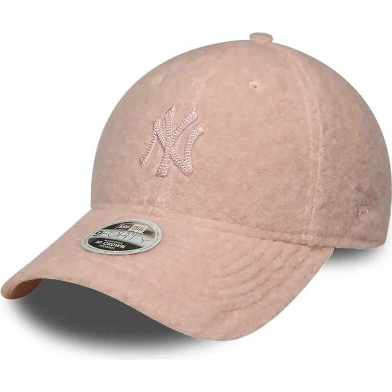 bone-curvo-rosa-snapback-para-mulheres-com-logo-rosa-9forty-m-crown-winter-borg-da-new-york-yankees-mlb-da-new-era
