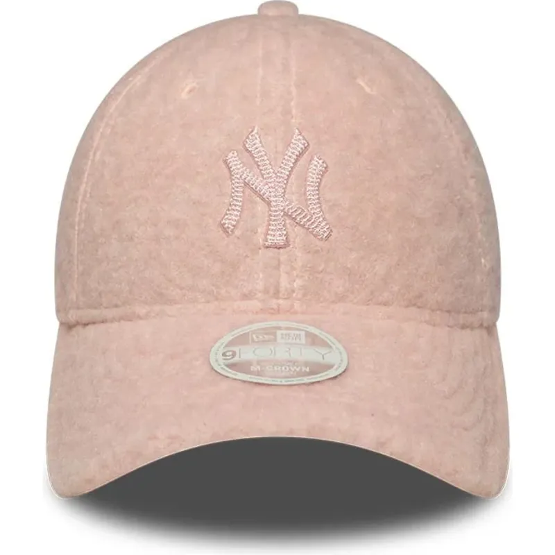 bone-curvo-rosa-snapback-para-mulheres-com-logo-rosa-9forty-m-crown-winter-borg-da-new-york-yankees-mlb-da-new-era