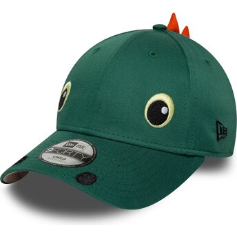Boné curvo verde snapback para criança 9FORTY Dino Face da New Era