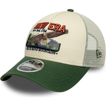 Boné trucker verde e bege 9FORTY M-Crown A Frame Graphic da New Era