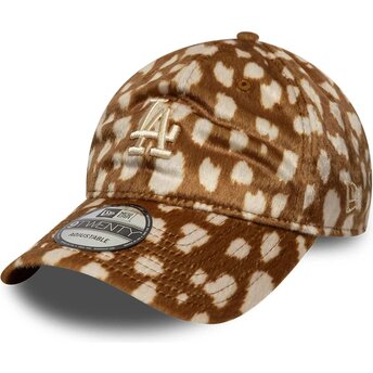 Boné curvo castanho ajustável 9TWENTY Animal Print da Los Angeles Dodgers MLB da New Era