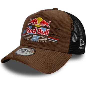 Boné trucker castanho e preto A Frame Distressed Cord da Red Bull Racing Formula 1 da New Era