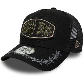 Boné trucker preto E Frame Distressed Patch da New Era