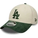 bone-curvo-bege-e-verde-snapback-com-logo-verde-9forty-m-crown-cord-da-los-angeles-dodgers-mlb-da-new-era