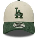 bone-curvo-bege-e-verde-snapback-com-logo-verde-9forty-m-crown-cord-da-los-angeles-dodgers-mlb-da-new-era