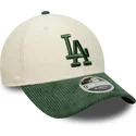 bone-curvo-bege-e-verde-snapback-com-logo-verde-9forty-m-crown-cord-da-los-angeles-dodgers-mlb-da-new-era