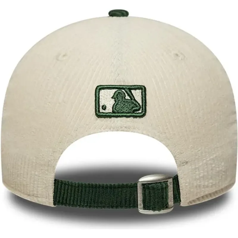 bone-curvo-bege-e-verde-snapback-com-logo-verde-9forty-m-crown-cord-da-los-angeles-dodgers-mlb-da-new-era
