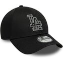 bone-curvo-preto-ajustavel-9forty-metallic-outline-da-los-angeles-dodgers-mlb-da-new-era