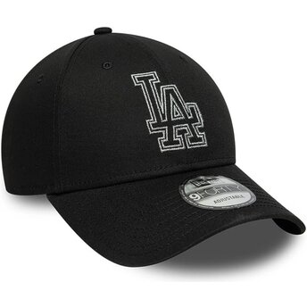 Boné curvo preto ajustável 9FORTY Metallic Outline da Los Angeles Dodgers MLB da New Era