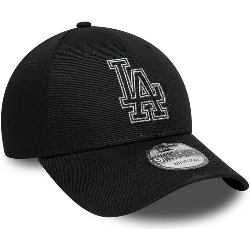 bone-curvo-preto-ajustavel-9forty-metallic-outline-da-los-angeles-dodgers-mlb-da-new-era