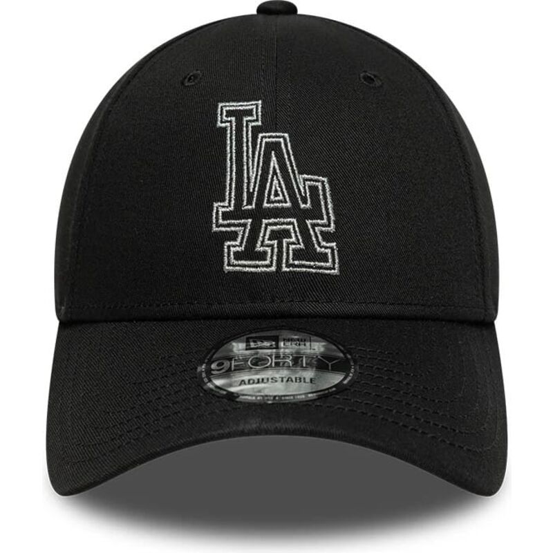 bone-curvo-preto-ajustavel-9forty-metallic-outline-da-los-angeles-dodgers-mlb-da-new-era