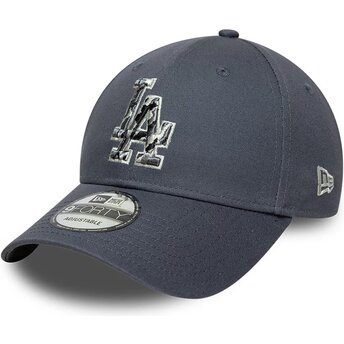 Boné curvo cinza ajustável 9FORTY Outline Camo da Los Angeles Dodgers MLB da New Era