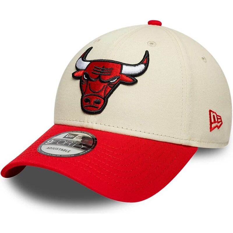 bone-curvo-bege-e-vermelho-ajustavel-9forty-colour-block-da-chicago-bulls-nba-da-new-era