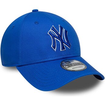Boné curvo azul ajustável com logo azul 9FORTY Team Outline da New York Yankees MLB da New Era