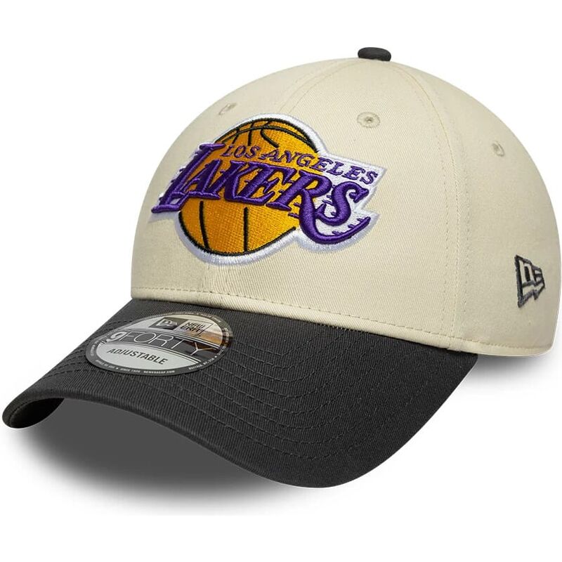 bone-curvo-bege-e-preto-ajustavel-9forty-colour-block-da-los-angeles-lakers-nba-da-new-era