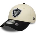 bone-curvo-bege-e-preto-ajustavel-9forty-colour-block-da-las-vegas-raiders-nfl-da-new-era