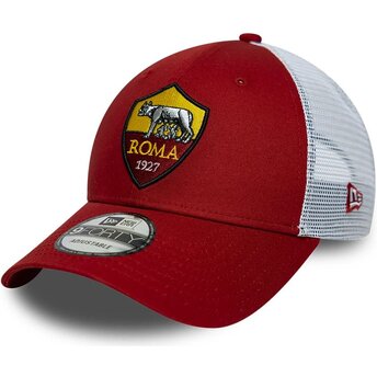 Boné trucker vermelho e branco ajustável 9FORTY League da Associazione Sportiva Roma Serie A da New Era