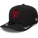 bone-curvo-preto-snapback-com-logo-vermelho-9seventy-stretch-snap-gradient-da-stade-toulousain-top-14-da-new-era