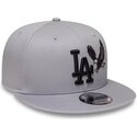 bone-plano-cinza-snapback-com-logo-preto-9fifty-outdoor-icon-da-los-angeles-dodgers-mlb-da-new-era