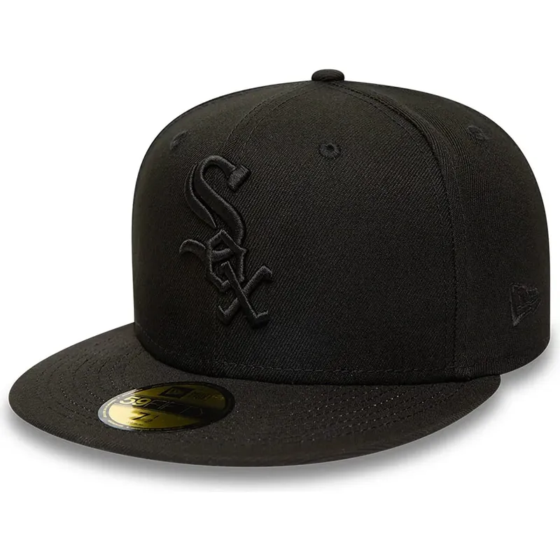 bone-plano-preto-justo-com-logo-preto-59fifty-da-chicago-white-sox-mlb-da-new-era