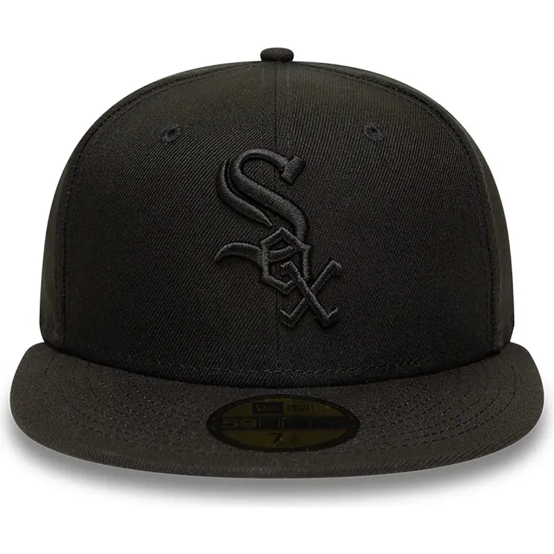 bone-plano-preto-justo-com-logo-preto-59fifty-da-chicago-white-sox-mlb-da-new-era