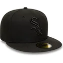 bone-plano-preto-justo-com-logo-preto-59fifty-da-chicago-white-sox-mlb-da-new-era