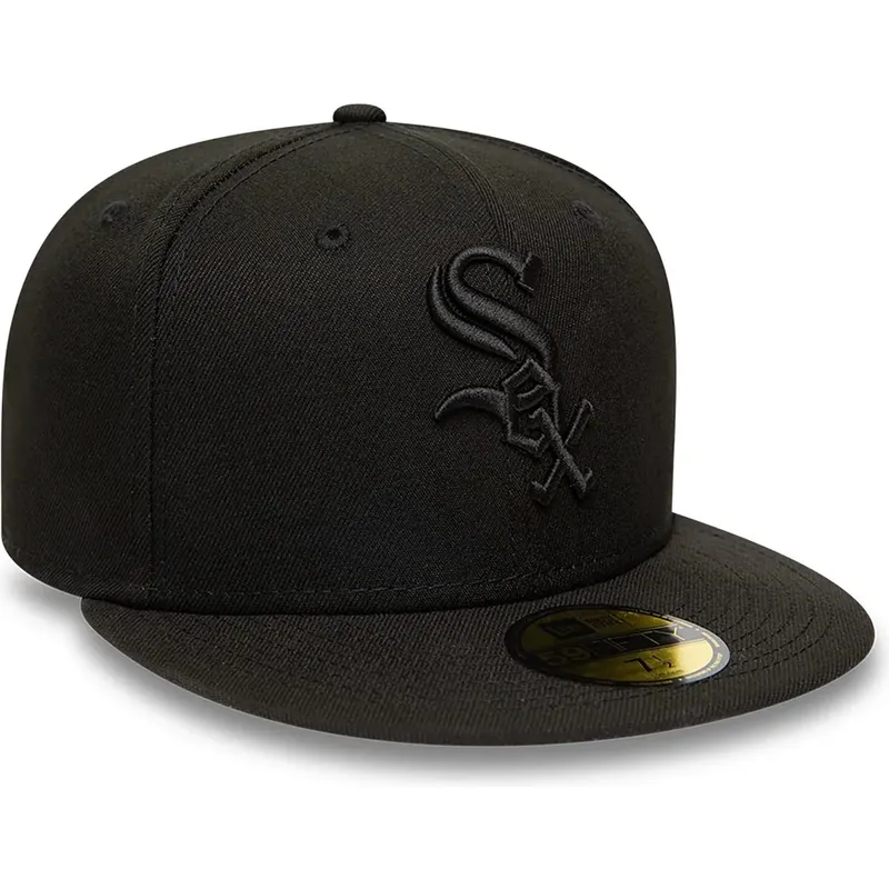 bone-plano-preto-justo-com-logo-preto-59fifty-da-chicago-white-sox-mlb-da-new-era