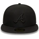 bone-plano-preto-justo-com-logo-preto-59fifty-da-atlanta-braves-mlb-da-new-era