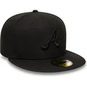 bone-plano-preto-justo-com-logo-preto-59fifty-da-atlanta-braves-mlb-da-new-era